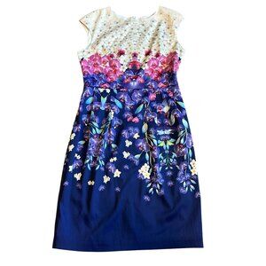 Karen Millen Floral Sleeveless Sheath Dress Cotton Bold Flattering Size 8 Womens